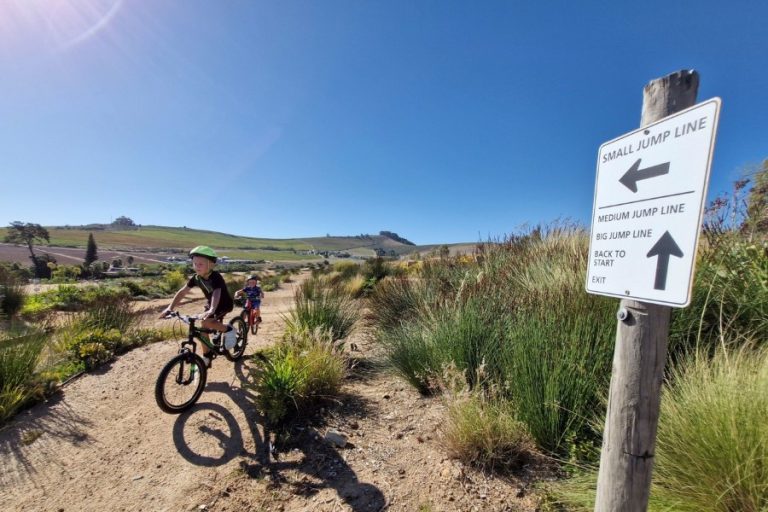 Hendri Reyneke and AJ van Heerden exploring the Polkadraai Bike Park